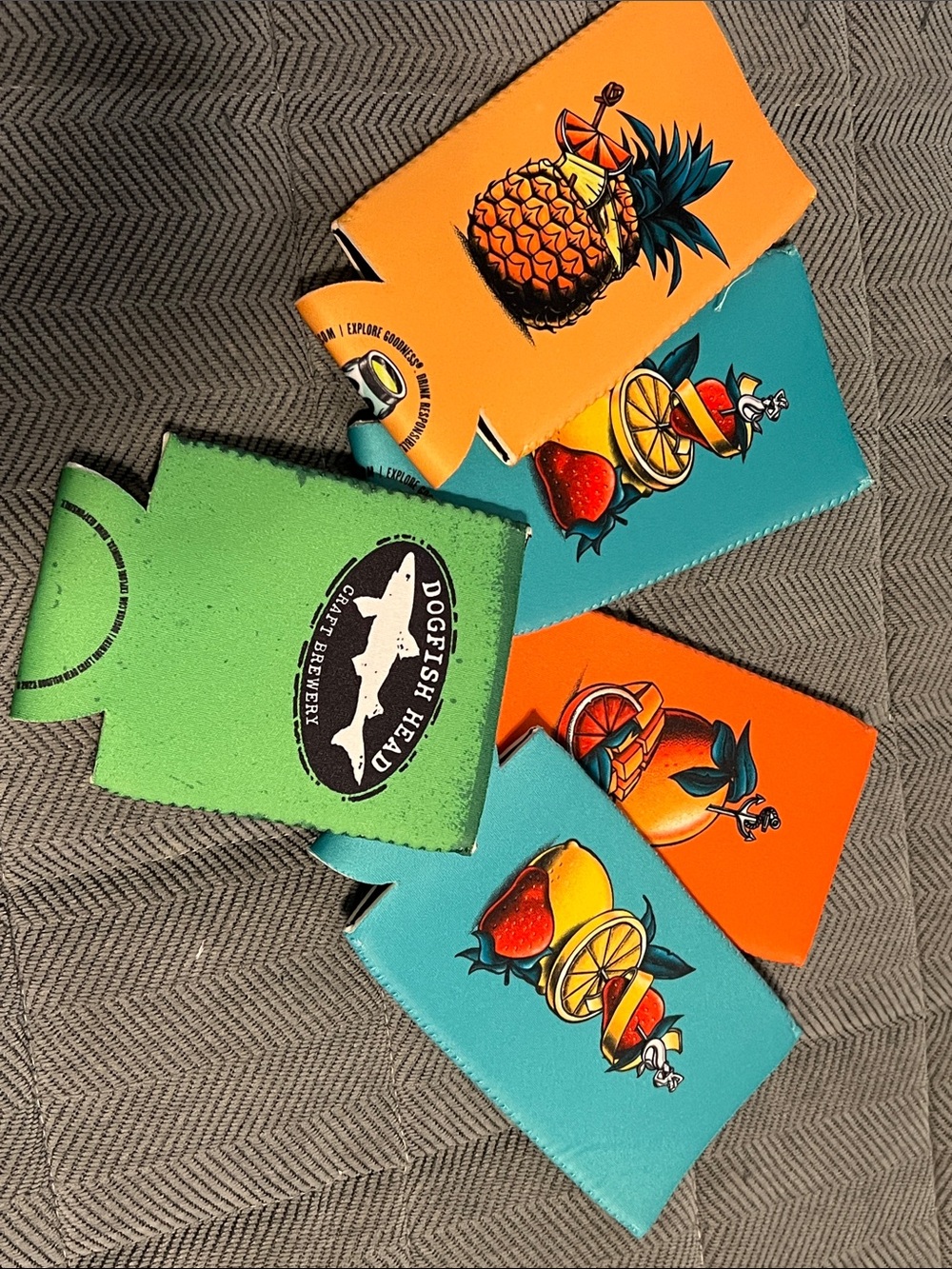 Dogfish Head Kids Beverage Koozies – Bright Green, Teal & Orange